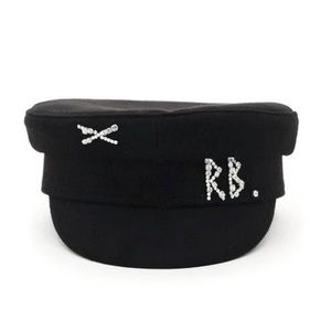 Ruslan Baginskiy Black Baker Boy Hat with Crystals